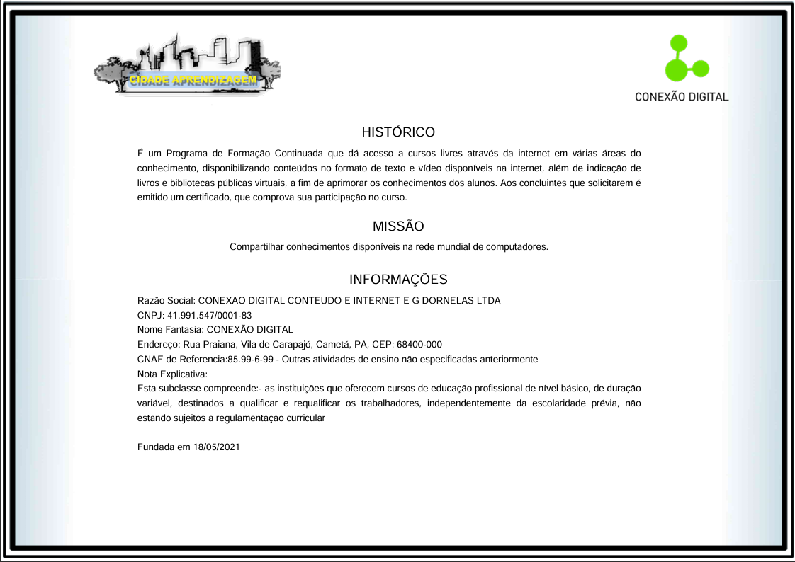 IMAGEM DA FRENTE DO CERTIFICADO