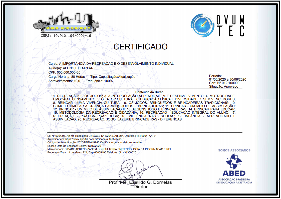 IMAGEM DA FRENTE DO CERTIFICADO