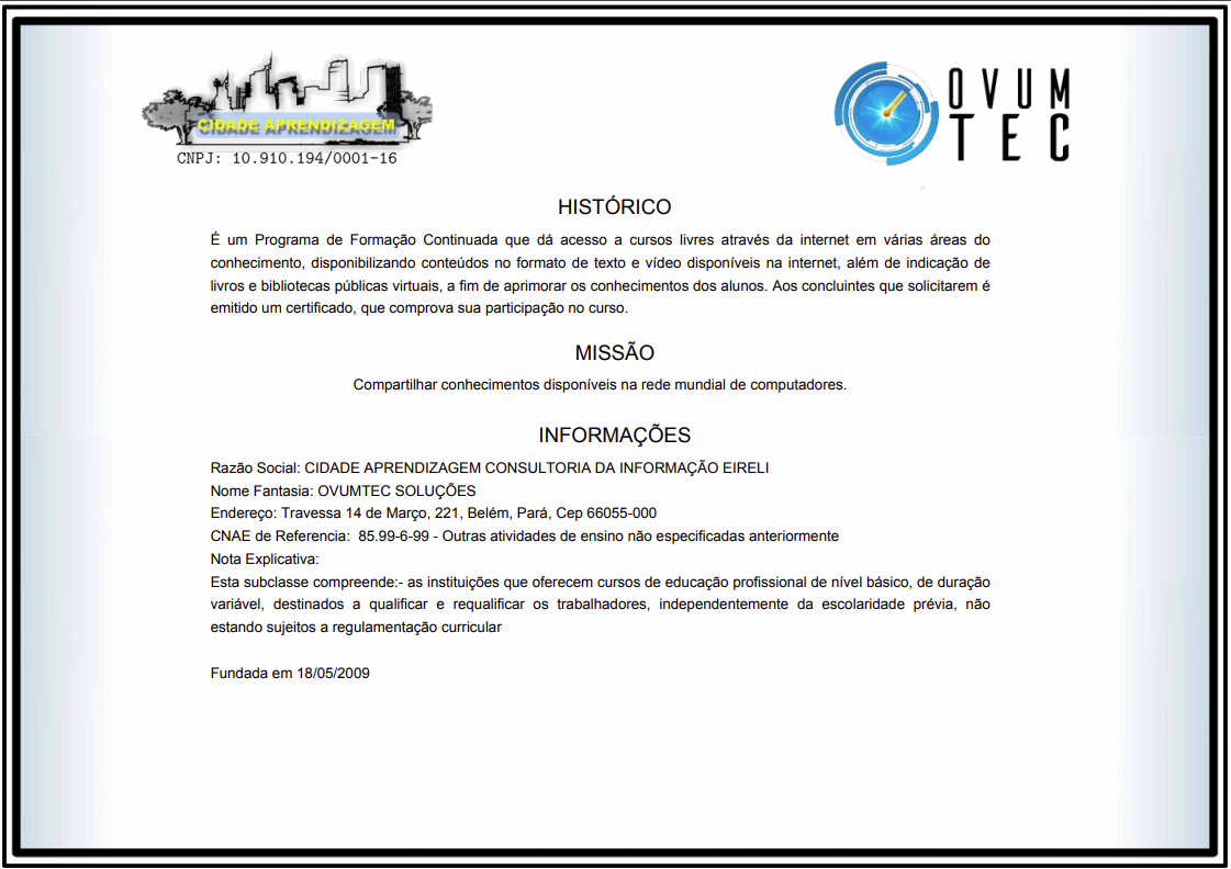 IMAGEM DA FRENTE DO CERTIFICADO